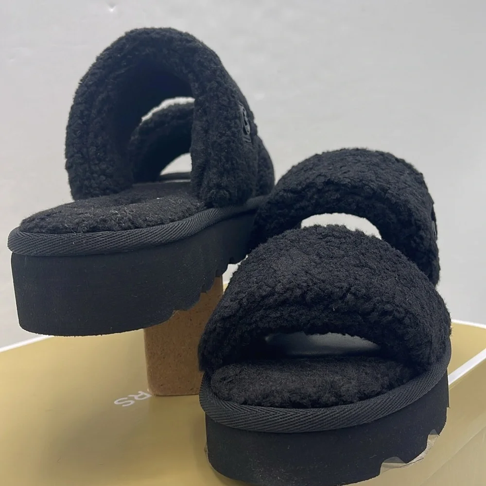 Michael Kors Black Faux Shearling Slides - Picture 8 of 16